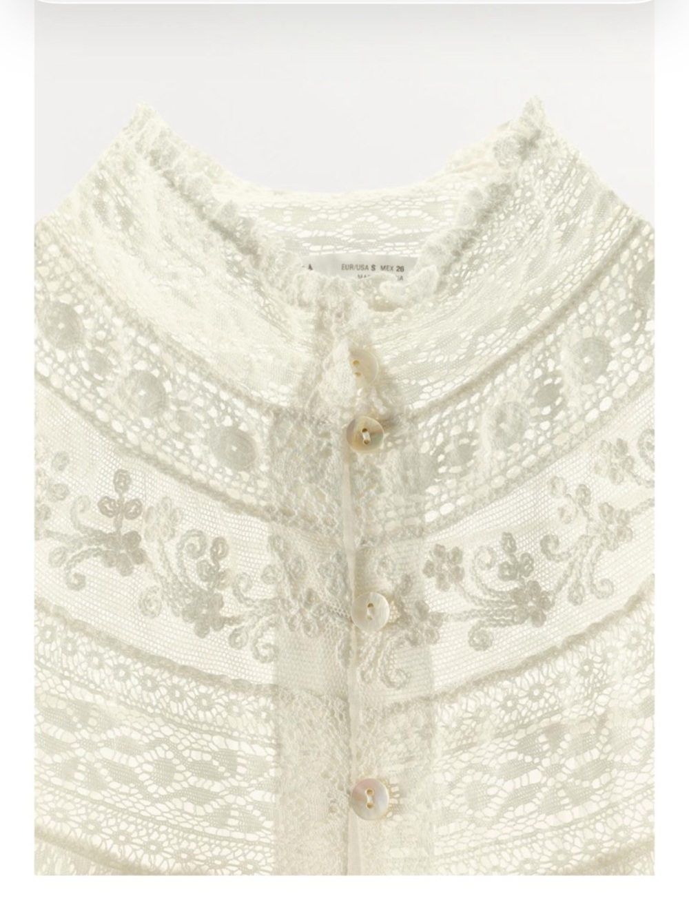 ZARA NWT Embroidered Lace Pleated Blouse Top - Picture 6 of 6